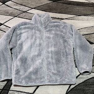 VS PINK 2022 GRAY COZY FAUX-FUR TEDDY FULL-ZIP OUTWEAR JACKET